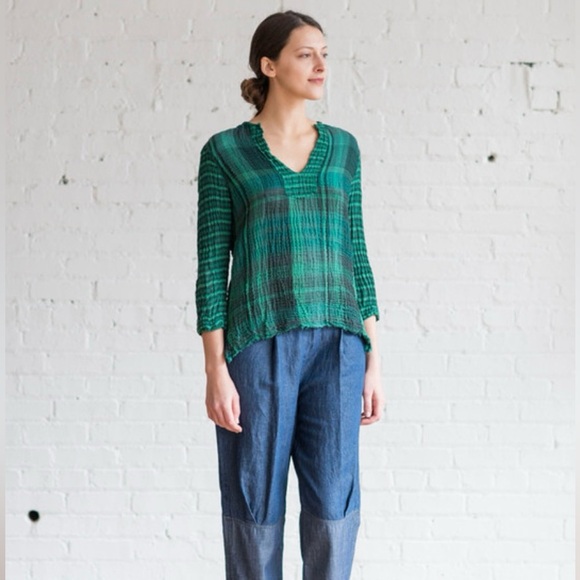 Raquel Allegra Tops - Raquel Allegra Women’s  Designer Green cross 100% Cotten Green Oversized 3-L-XL